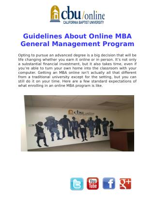 Guidelines About Online MBA General Management Program