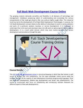 Get Online Training on Full stack Web Development Course