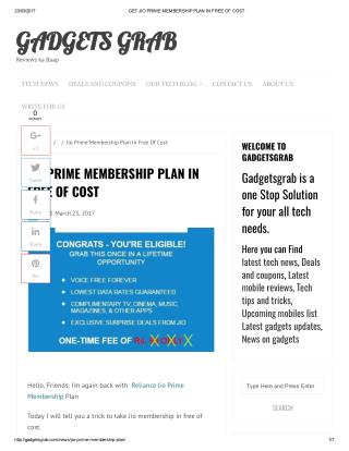 JIO PRIME MEMBERSHIP PLAN IN FREE OF COST