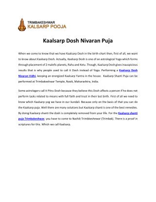 Kaalsarp Dosh Nivaran Puja