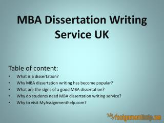 MBA Dissertation Writing Service UK