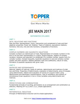 Download IIT JEE Syllabus
