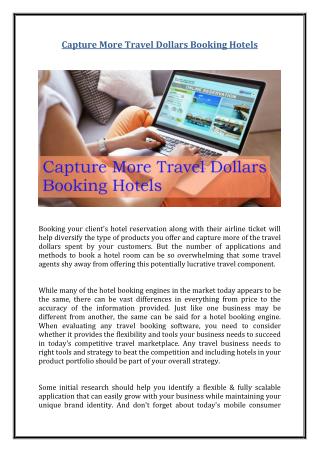 Capture More Travel Dollars Booking Hotels