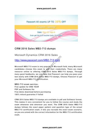 CRM 2016 Sales MB2-713 dumps