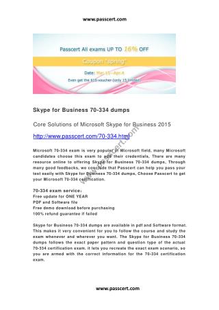 Skype for Business 70-334 dumps