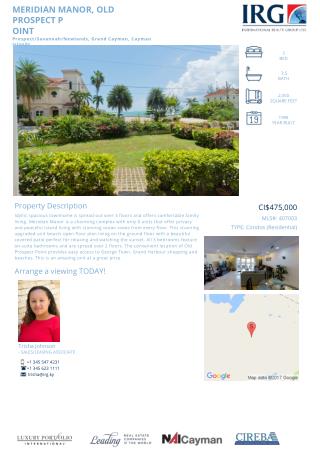 MERIDIAN MANOR, OLD PROSPECT POINT - Cayman condos for sale