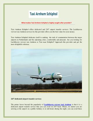 24/7 Dedicated Airport Taxi Services In Arnhem - Taxi Arnhem Schiphol