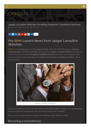 Jaeger LeCoultre Watches Unveiling Geophysic Tourbillon Universal