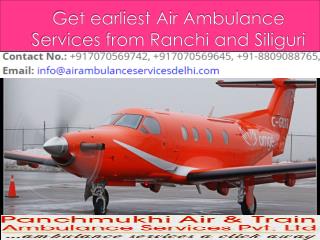 Get earliest Air Ambulance Services from Ranchi and Siliguri