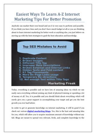 Easiest Ways To Learn A-Z Internet Marketing Tips For Better Promotion