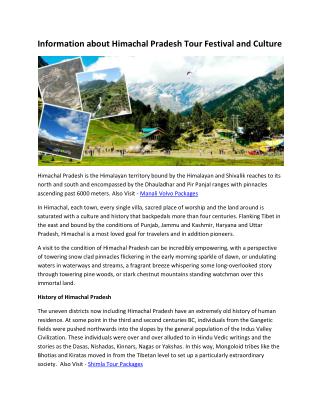 Information about Himachal Pradesh Tour Festival and Culture