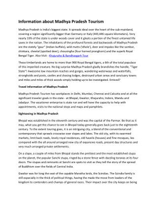 Information about Madhya Pradesh Tourism