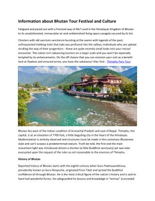 Information about Bhutan Tour Festival and Culture
