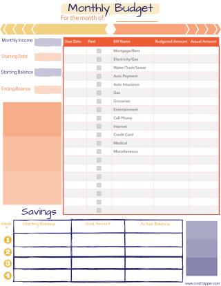 Free Monthly Budget Planner