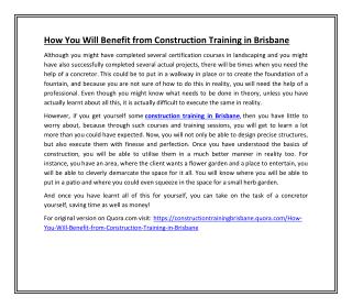 How You Will Benefit from Construction Training in Brisbane