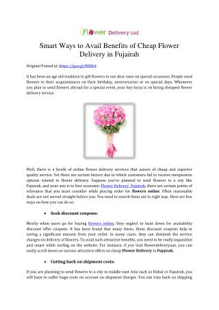 Smart Ways to Avail Benefits of Cheap Flower Delivery in Fujairah
