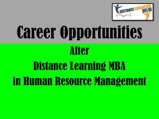 Career opportunities after distance learning MBA in Human resource management