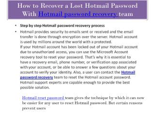 Hotmail password recovery come up with hacker’s issues