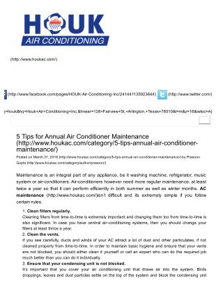 5 Tips for Annual Air Conditioner Maintenance