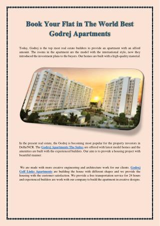 Book Your Flat in The World Best Godrej Apartments