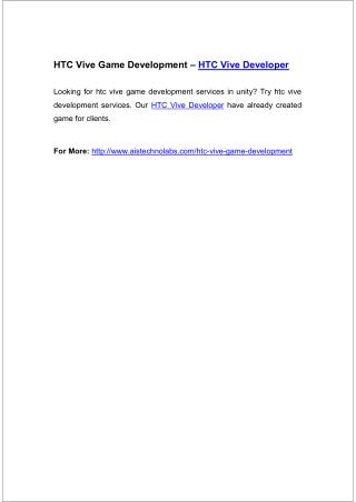 HTC Vive Game Development – HTC Vive Developer