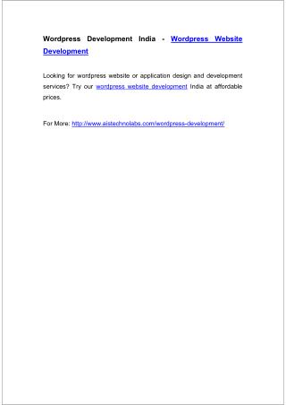 Wordpress Development India - Wordpress Website Development