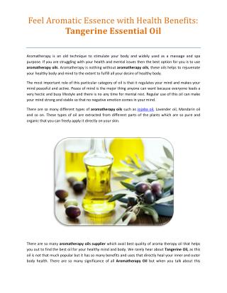 Feel Aromatic Essence with Health Benefits: Tangerine Essential Oil