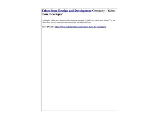 Yahoo Store Dessign and Development Company - Yahoo Store Developer