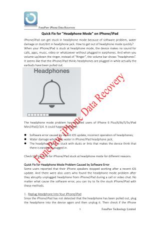 Quick Fix for Headphone Mode on iPhone/iPad