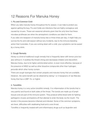 12 Reasons For Manuka Honey