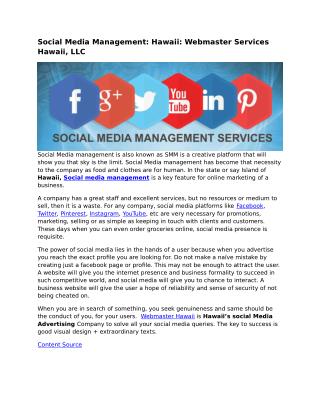 Social Media Management: Hawaii: Webmaster Services Hawaii, LLC