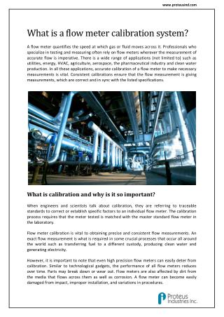 Liquid Flow Meter Calibration Equipment : Proteus Industries Inc.