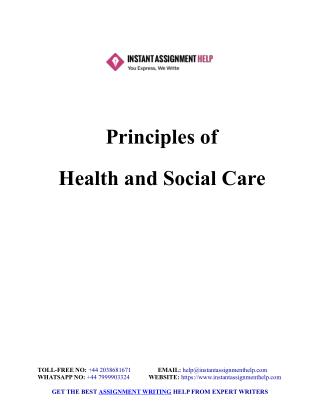 Principles of Health and Social Care Sample Assignment