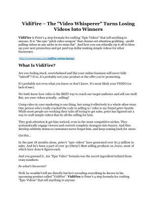 Vidifire reviews and bonuses Vidifire