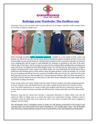 #Redesign your Wardrobe: The #Oxolloxo way