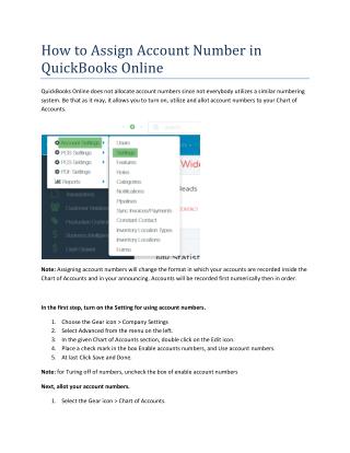 How to Assign Account Number in QuickBooks Online