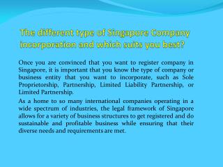 Different types of companies and which Singapore company incorporation is best