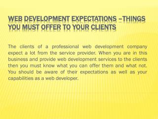 Web Development Expectations –Things You Must Offer To Your Clients