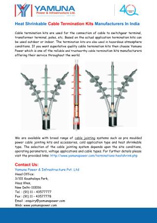 Heat Shrinkable Cable Termination Kits Manufacturers In India