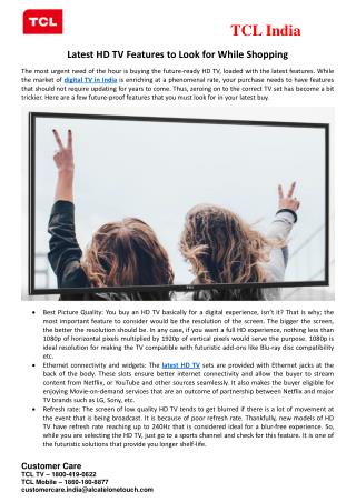 Latest HD TV Features to Look for While Shopping