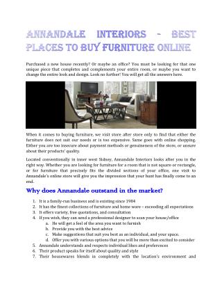 AnnanDaleInteriors - Best Places to Buy Furniture Online