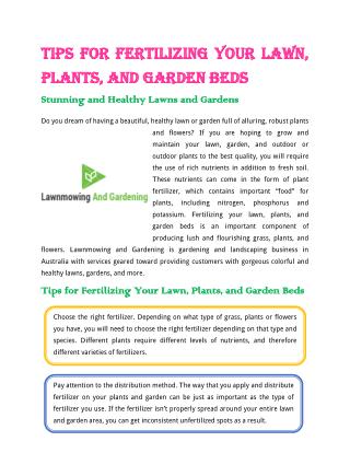 Tips for Fertilizing Your Lawn, Plants, and Garden Beds