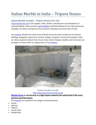 Italian Marble in India - Tripura Stones