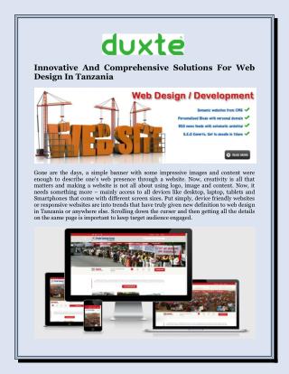 Innovative And Comprehensive Solutions For Web Design In Tanzania