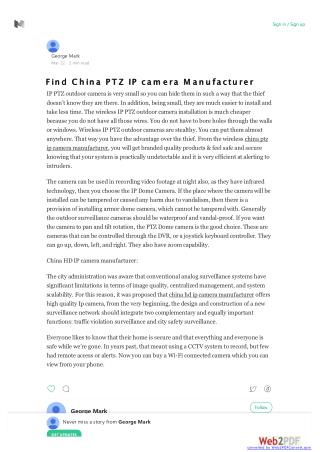 China PTZ IP Camera Manufacturer| China HD IP Camera Manufacturer