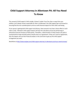 Child Support Attorney in Allentown PA: All You Need To Know