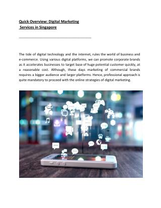 Quick Overview: Digital Marketing Services in Singapore