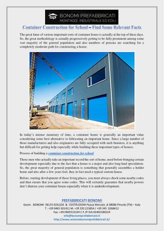 Container Construction for School – Find Some Relevant Facts