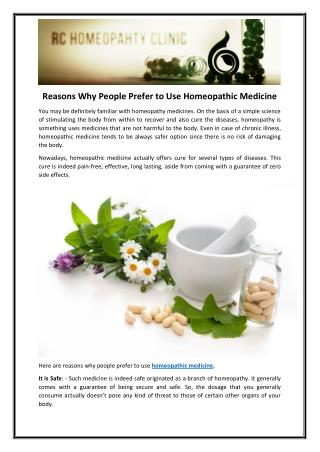 Reasons Why People Prefer to Use Homeopathic Medicine