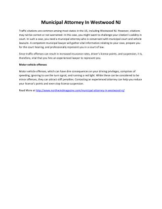 Municipal Attorney In Westwood NJ